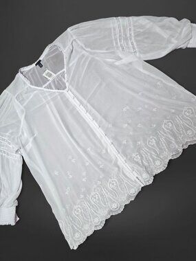 Torrid White Chiffon Ruffle Collar Eyelet Embroidered Blouse (5X)